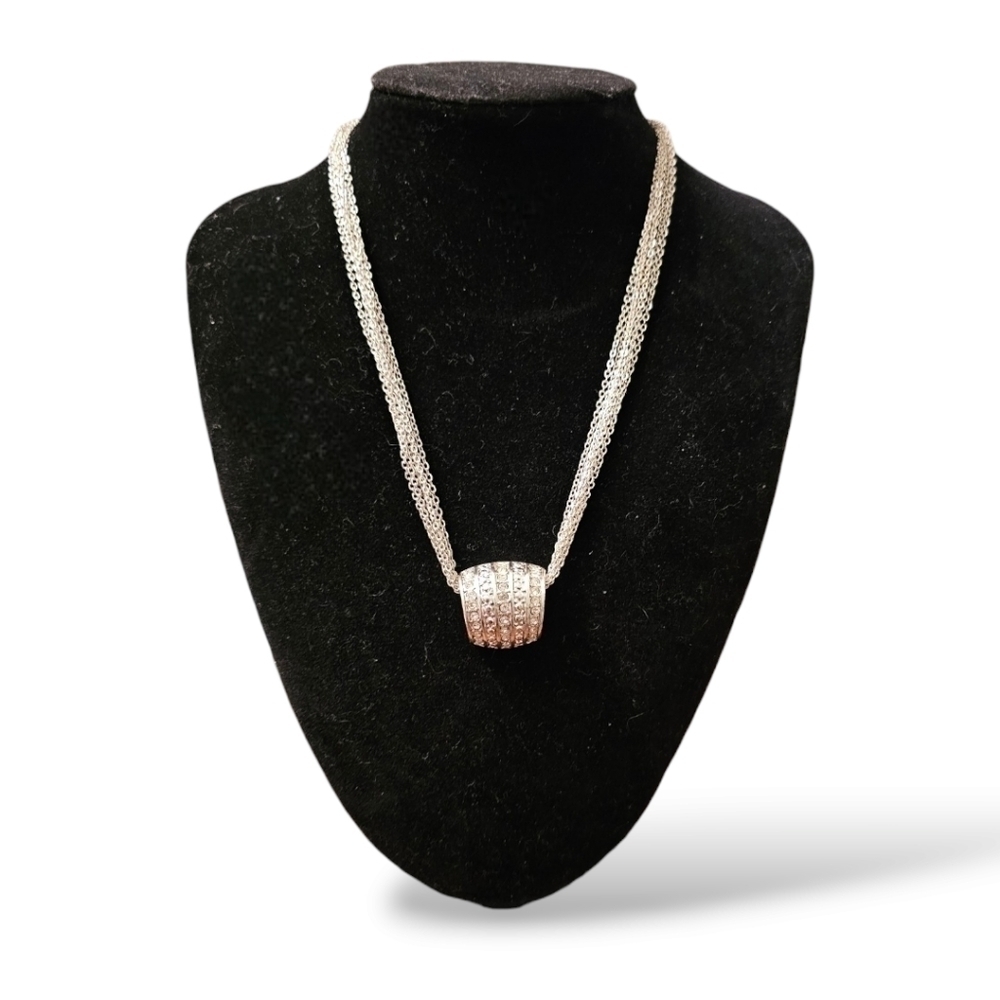 Vintage Hollywood Regency Dazzling Rhinestone Pendant Multi-strand Necklace